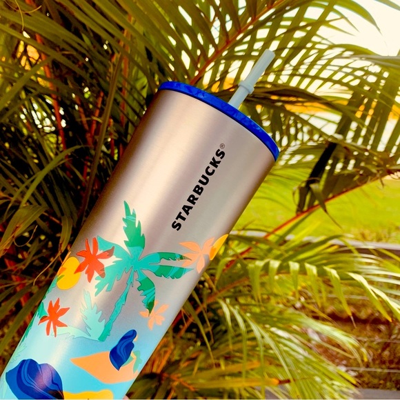 Starbuck Beach Stainless Steel Cup Insulated Palm Tree Tumbler Venti 24oz New - Picture 5 of 17